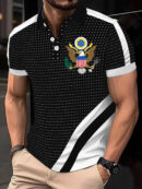USA Eagle Print Men's Polo Shirt Patriotic Gift for American Pride Fans