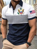 USA Patriotic Polo Shirt for Men Short Sleeve Gift for American Pride Supporters