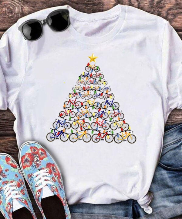 Bicycle Christmas Tree Shirt Cool Xmas T-Shirts Gifts For Bike Enthusiasts Bicycle Christmas Tree Shirt Cool Xmas T-Shirts Gifts For Bike Enthusiasts