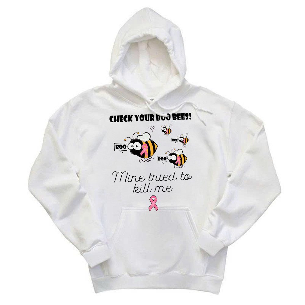 Check Your Boo Bees Hoodie Breast Cancer Ribbon Funny Bee Shirts Awareness Gift For Supporters