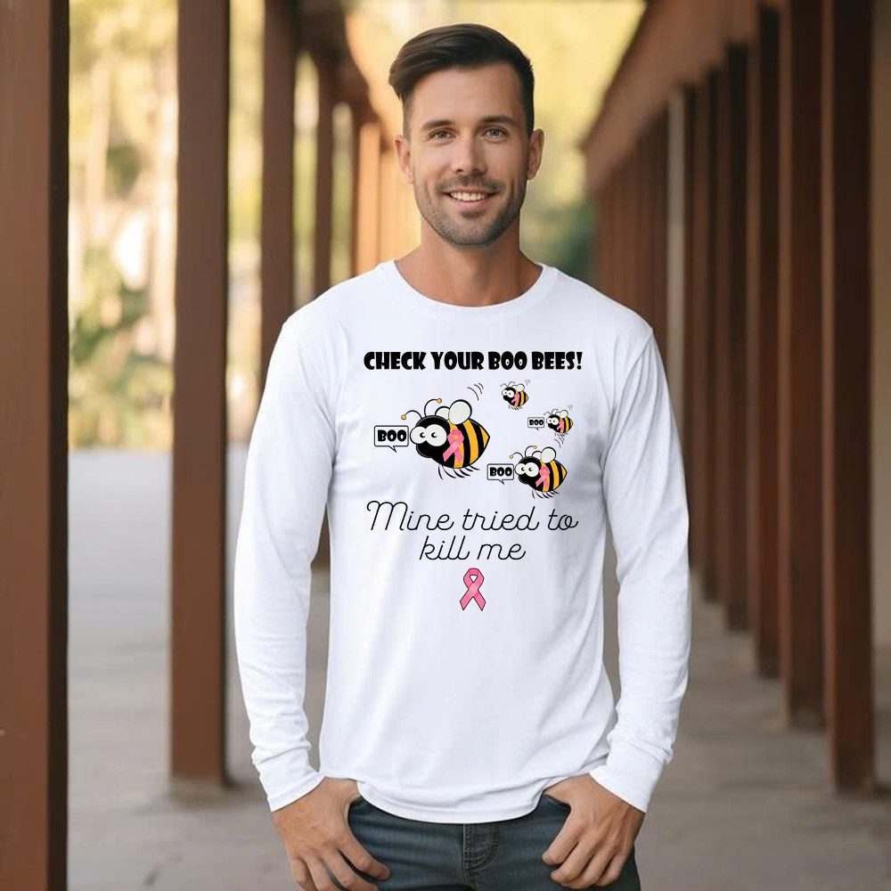 Check Your Boo Bees Long Sleeve Shirt Breast Cancer Ribbon Funny Bee Shirts Awareness Gift For Supporters Check Your Boo Bees Long Sleeve Shirt Breast Cancer Ribbon Funny Bee Shirts Awareness Gift For Supporters