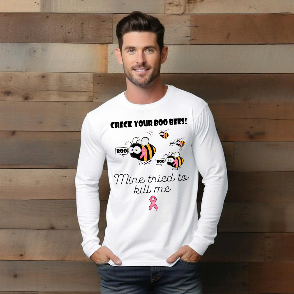 Check Your Boo Bees Long Sleeve Shirt Breast Cancer Ribbon Funny Bee Shirts Awareness Gift For Supporters Check Your Boo Bees Long Sleeve Shirt Breast Cancer Ribbon Funny Bee Shirts Awareness Gift For Supporters