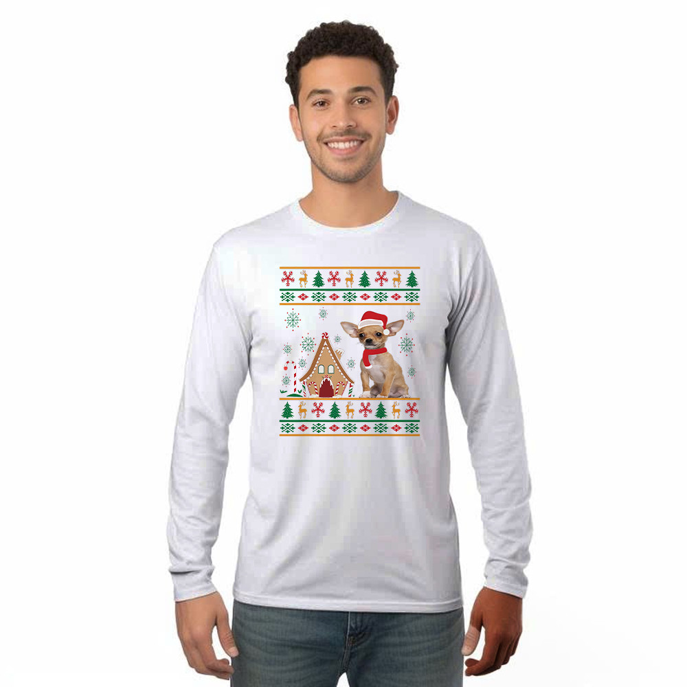 Chihuahua Santa Ugly Christmas Sweater Long Sleeve Shirt Cute Christmas Shirts Gift For Dog Lovers