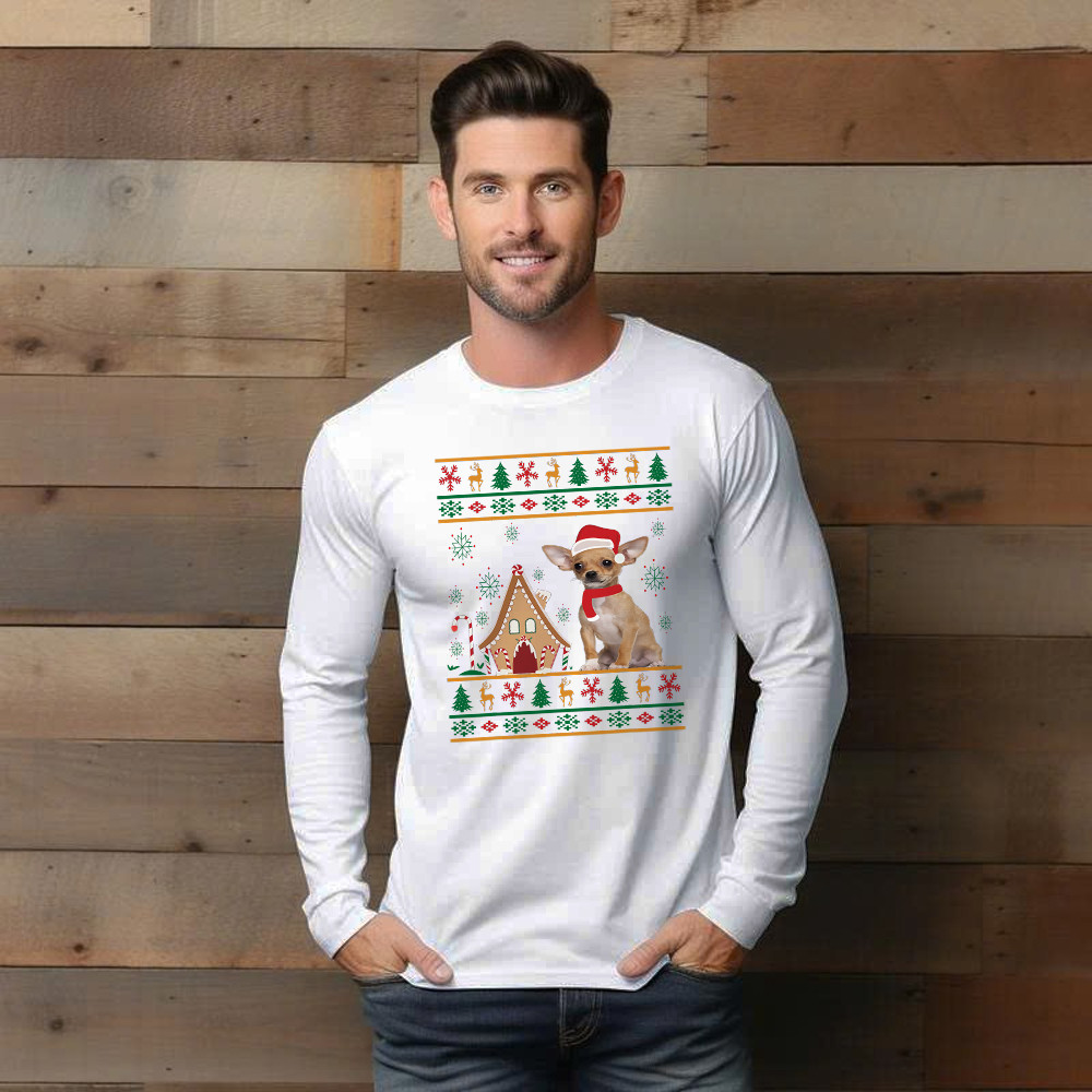 Chihuahua Santa Ugly Christmas Sweater Long Sleeve Shirt Cute Christmas Shirts Gift For Dog Lovers Chihuahua Santa Ugly Christmas Sweater Long Sleeve Shirt Cute Christmas Shirts Gift For Dog Lovers