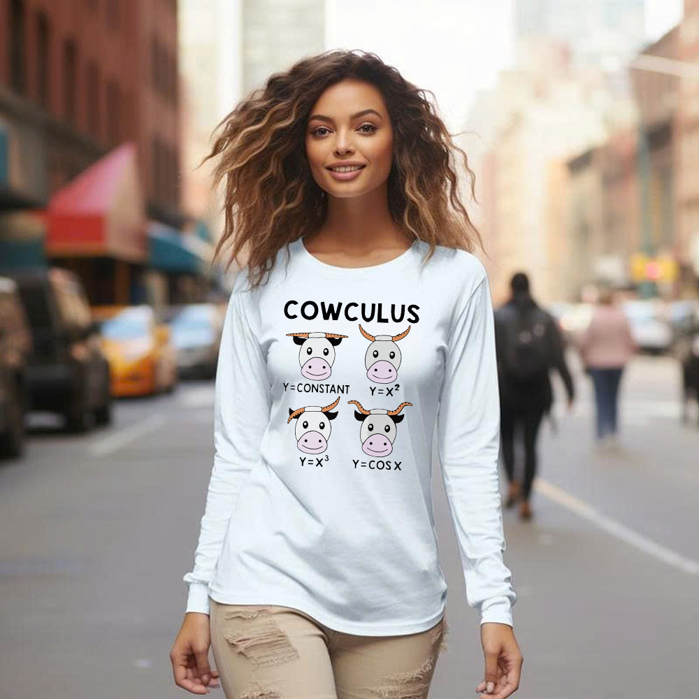 Cowculus Long Sleeve Shirt Funny Design Cow Learns Math Gift For Math Lovers Cowculus Long Sleeve Shirt Funny Design Cow Learns Math Gift For Math Lovers