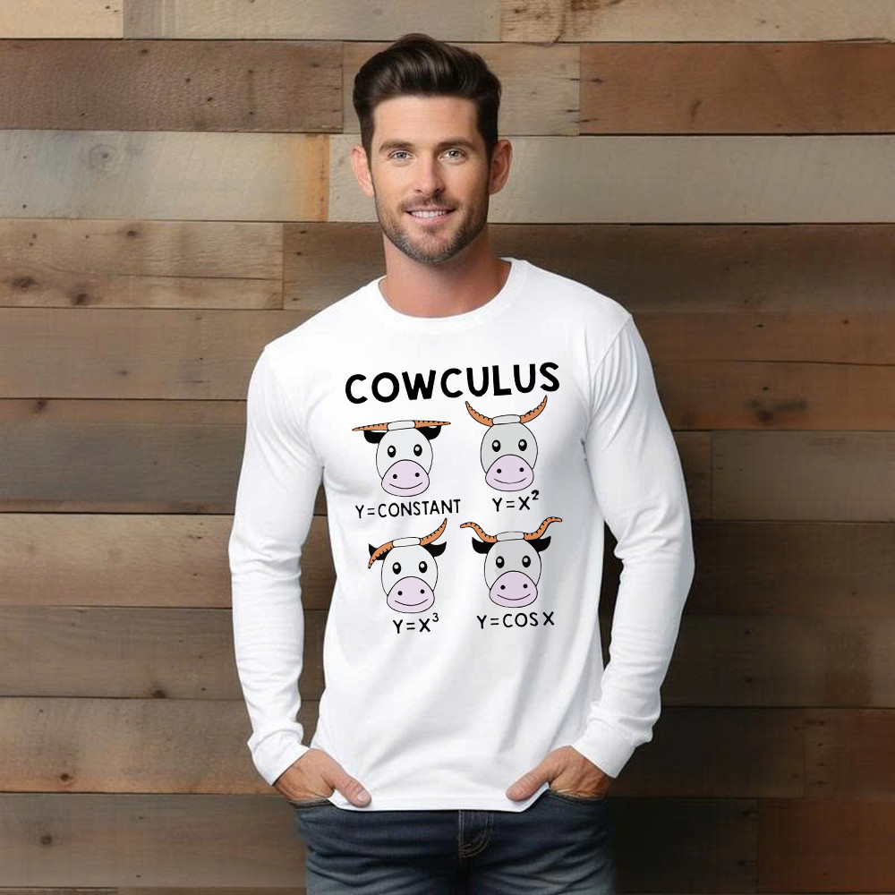 Cowculus Long Sleeve Shirt Funny Design Cow Learns Math Gift For Math Lovers Cowculus Long Sleeve Shirt Funny Design Cow Learns Math Gift For Math Lovers