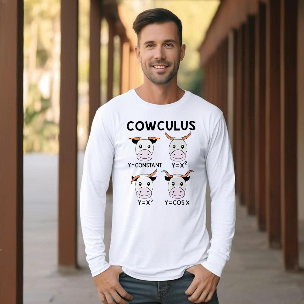 Cowculus Long Sleeve Shirt Funny Design Cow Learns Math Gift For Math Lovers Cowculus Long Sleeve Shirt Funny Design Cow Learns Math Gift For Math Lovers
