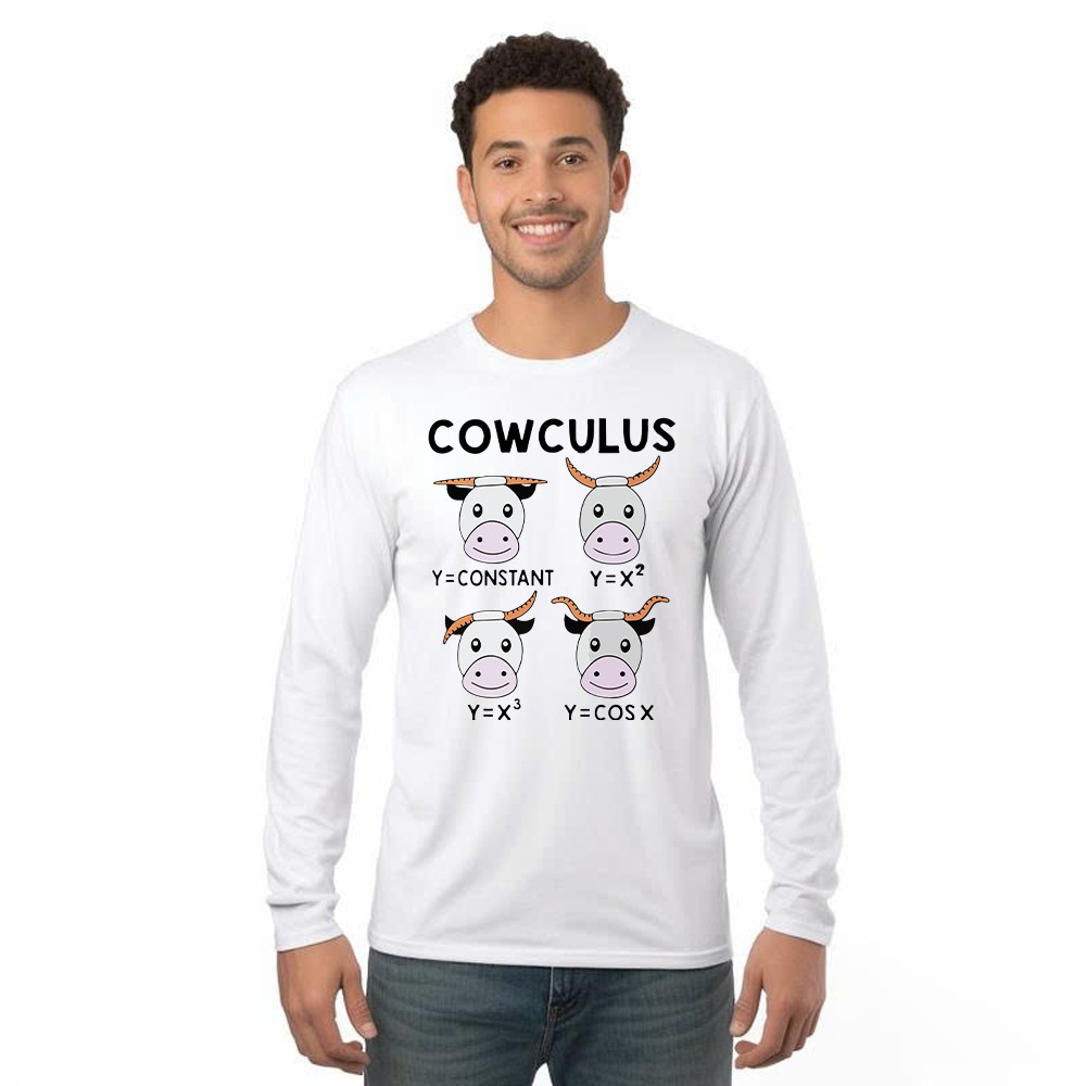 Cowculus Long Sleeve Shirt Funny Design Cow Learns Math Gift For Math Lovers