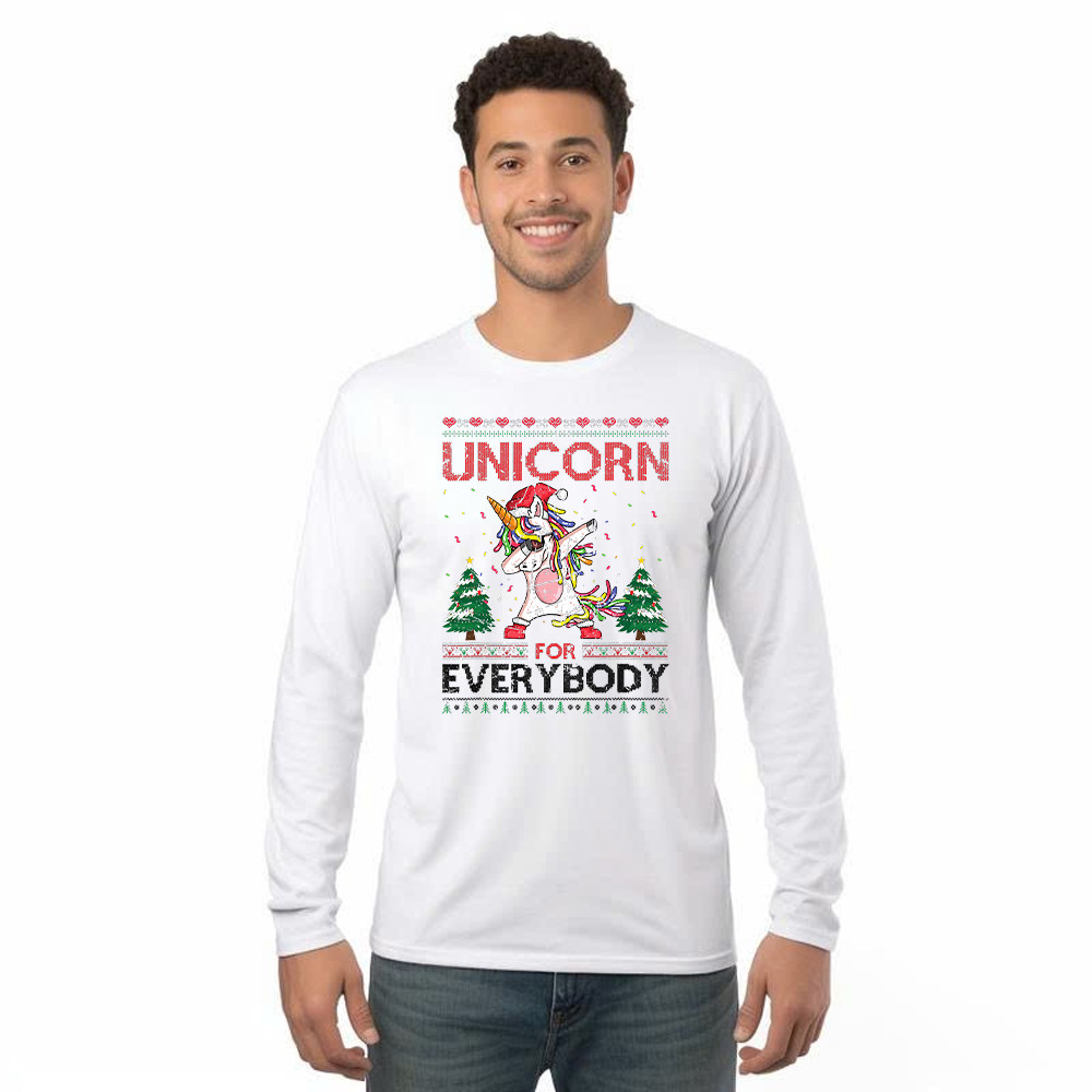 Dabbing Unicorn For Everybody Christmas Long Sleeve Shirt Fun Christmas Gift For Unicorn Lovers