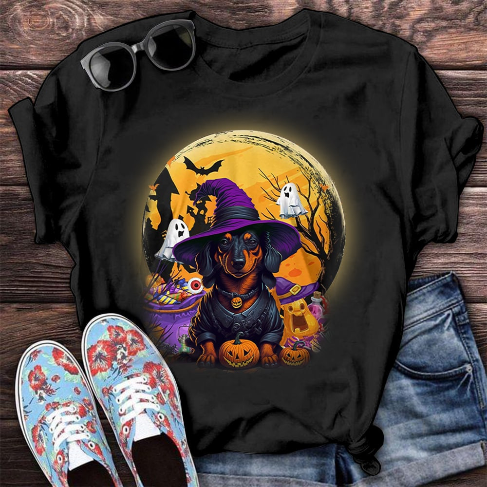 Halloween Dachshund T-Shirt Dog Lovers Halloween Shirts For Adults Gift Ideas
