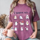 Halloween Ghosts Read Books Sleep Drink Coffee Shirt Cute Halloween T-Shirt Gifts For Friends