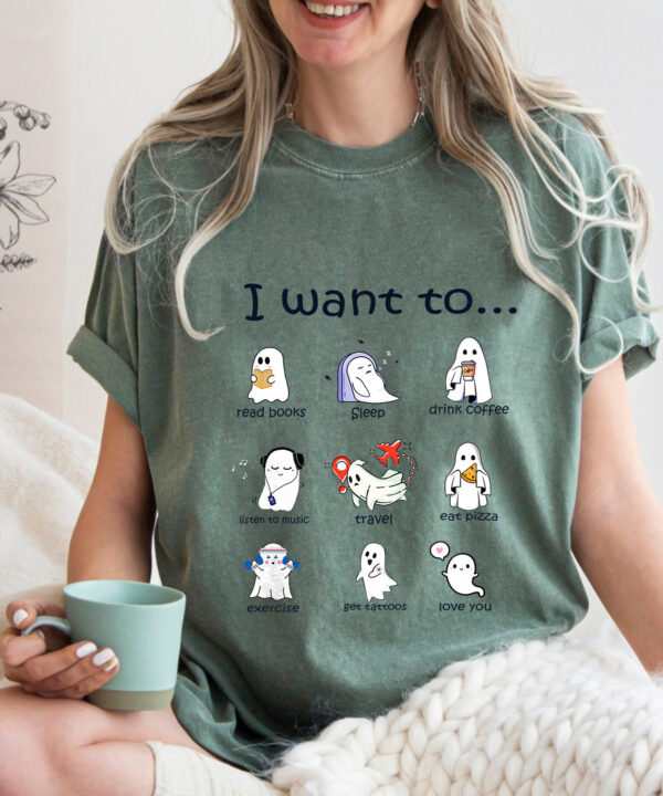 Halloween Ghosts Read Books Sleep Drink Coffee Shirt Cute Halloween T-Shirt Gifts For Friends Halloween Ghosts Read Books Sleep Drink Coffee Shirt Cute Halloween T-Shirt Gifts For Friends