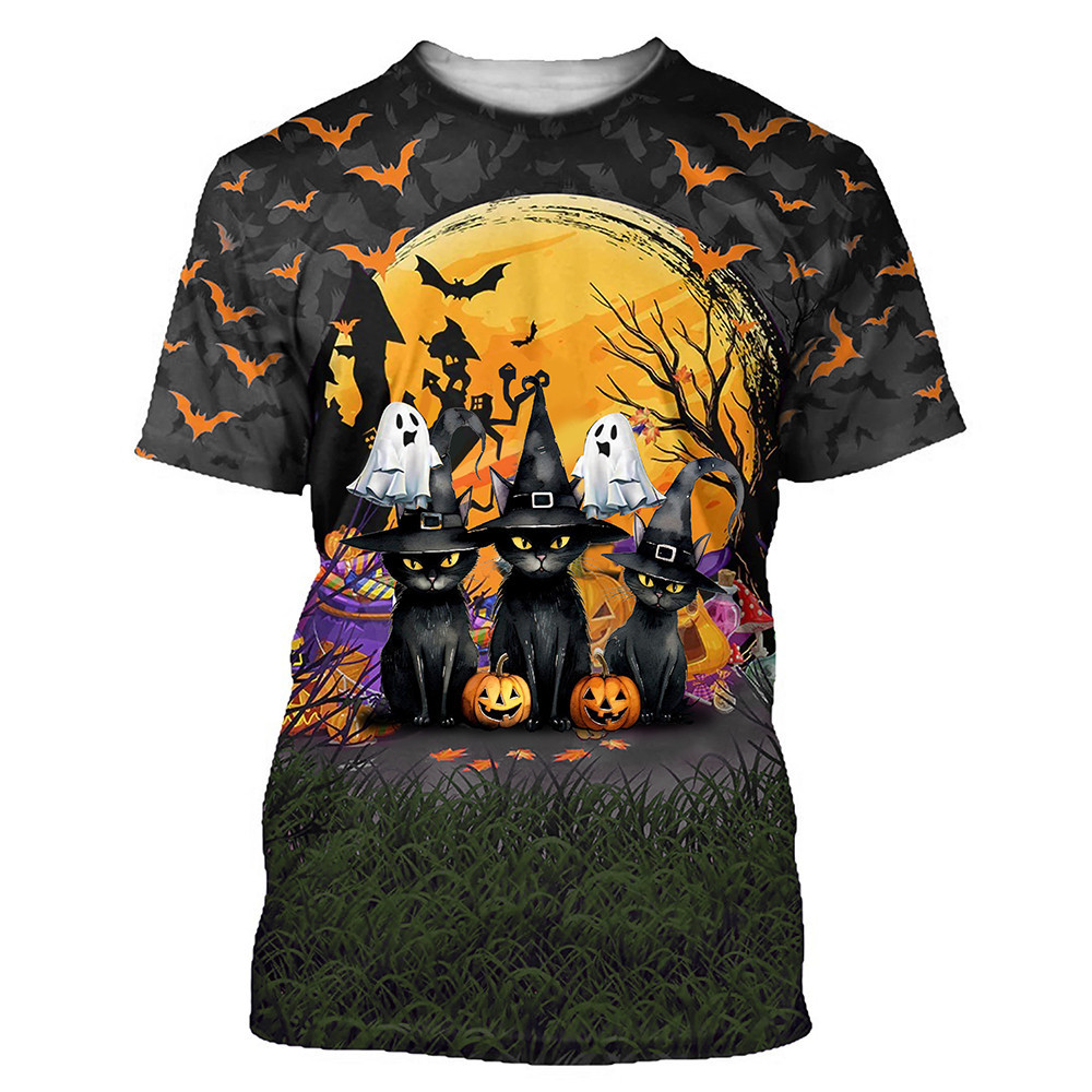 Happy Halloween Black Cats T-Shirt Halloween Graphic Tees Halloween Gift Ideas
