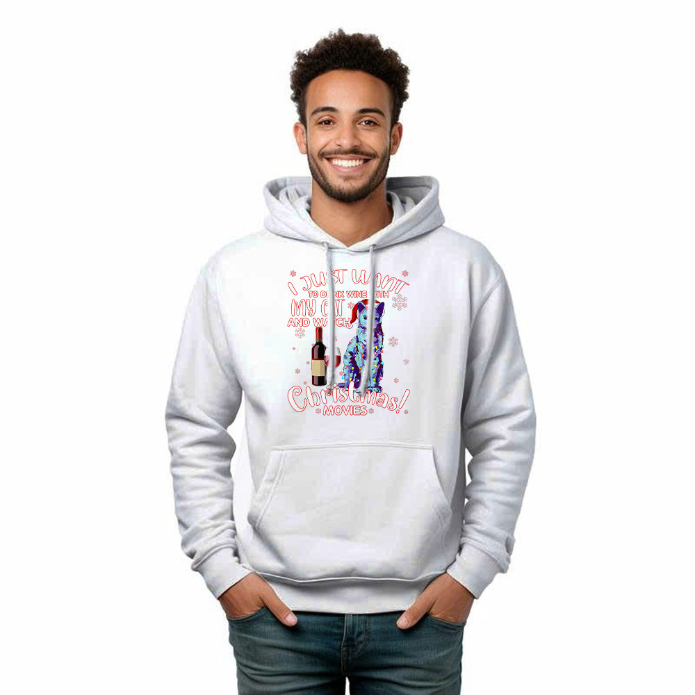 I Just Want To Drink Wine With My Cat Hoodie Gift For Cat Lovers I Just Want To Drink Wine With My Cat Hoodie Gift For Cat Lovers