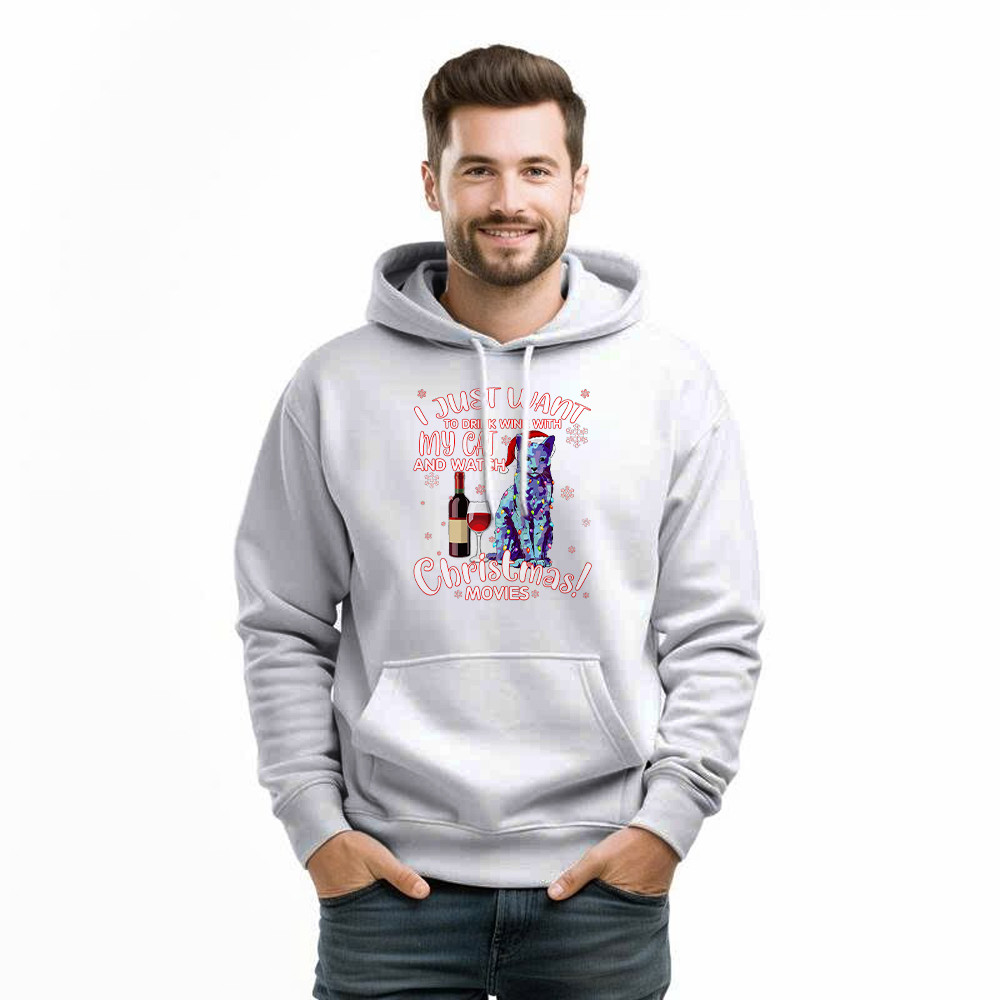 I Just Want To Drink Wine With My Cat Hoodie Gift For Cat Lovers I Just Want To Drink Wine With My Cat Hoodie Gift For Cat Lovers