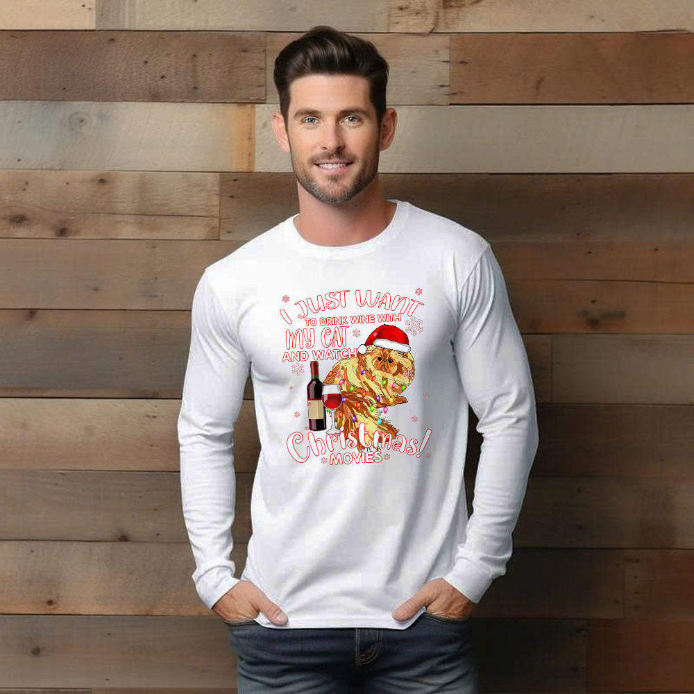 I Just Want To Drink Wine With My Cat Long Sleeve Shirt Wine Related Christmas Gift For Cat Lovers I Just Want To Drink Wine With My Cat Long Sleeve Shirt Wine Related Christmas Gift For Cat Lovers