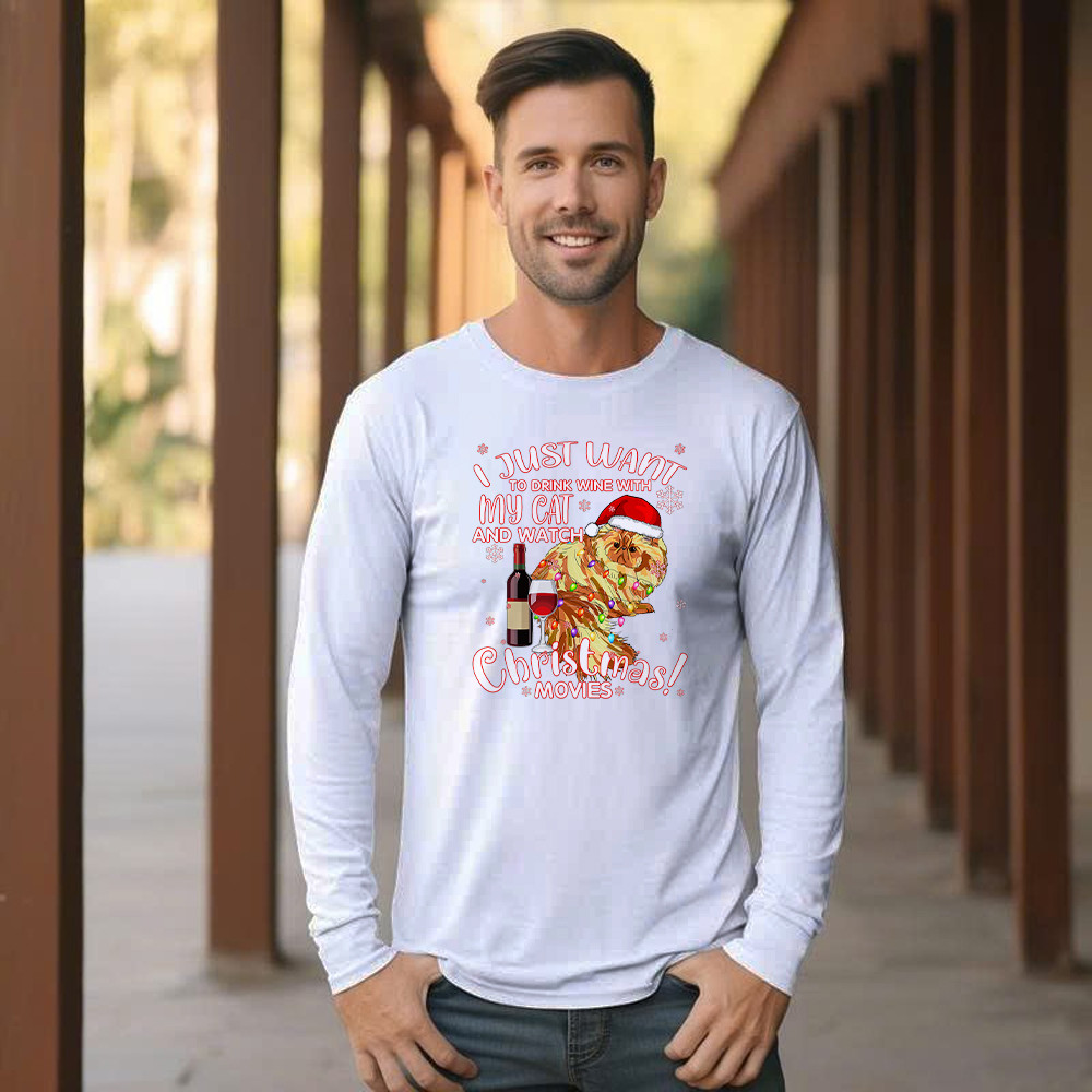I Just Want To Drink Wine With My Cat Long Sleeve Shirt Wine Related Christmas Gift For Cat Lovers I Just Want To Drink Wine With My Cat Long Sleeve Shirt Wine Related Christmas Gift For Cat Lovers