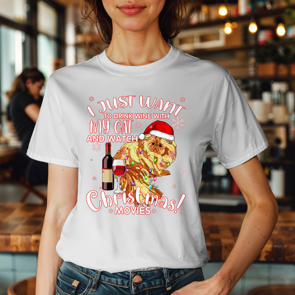 I Just Want To Drink Wine With My Cat T-Shirt Wine Related Christmas Gift For Cat Lovers I Just Want To Drink Wine With My Cat T-Shirt Wine Related Christmas Gift For Cat Lovers