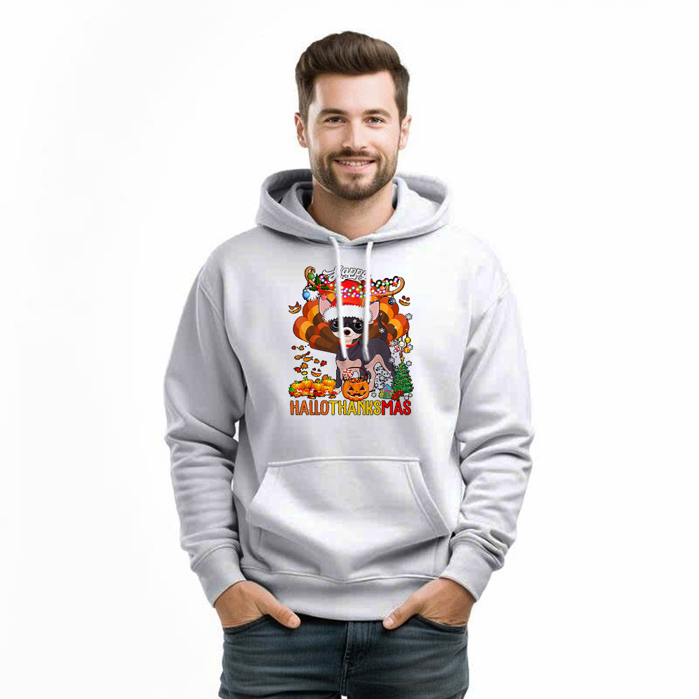 Reindeer Santa Turkey Chihuahua Shirt Hallothanksmas Happy Hoodie Gift For Chihuahua Lovers Reindeer Santa Turkey Chihuahua Shirt Hallothanksmas Happy Hoodie Gift For Chihuahua Lovers