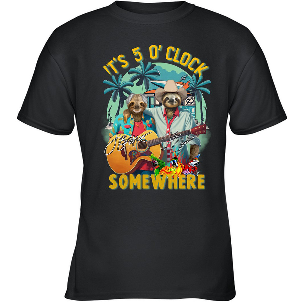 Sloth It's 5 O'Clock Somewhere Shirt Hawaiian Theme Sloth T-Shirt Gifts For Him Her