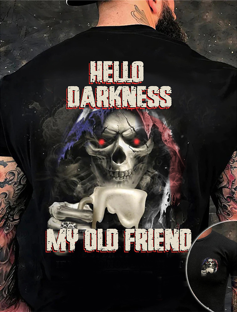 Texas Skull Hello Darkness My Old Friend Shirt Cool Sayings Texan Clothing