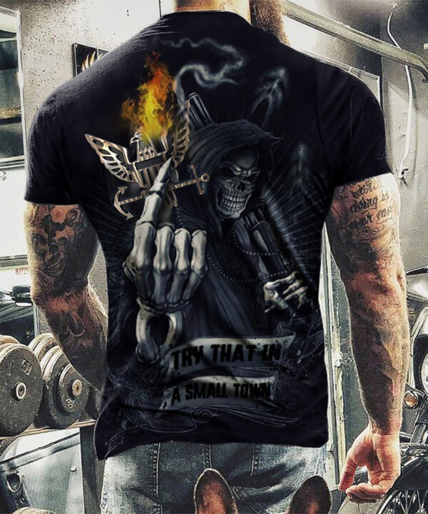 USN T-Shirt Skull Gun Try That In A Small Town Shirt USN T-Shirt Skull Gun Try That In A Small Town Shirt