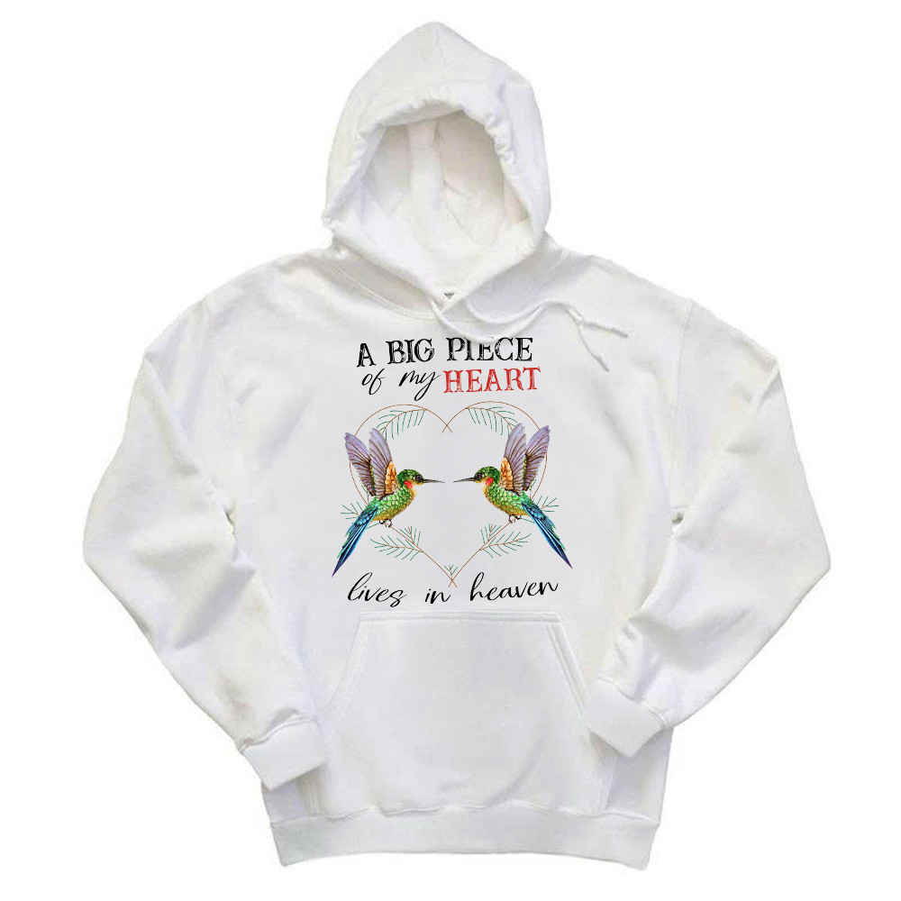 A Big Piece Of My Heart Lives In Heaven Shirt Bird Couple Memorial Day Hoodie Gift Rivonaprint