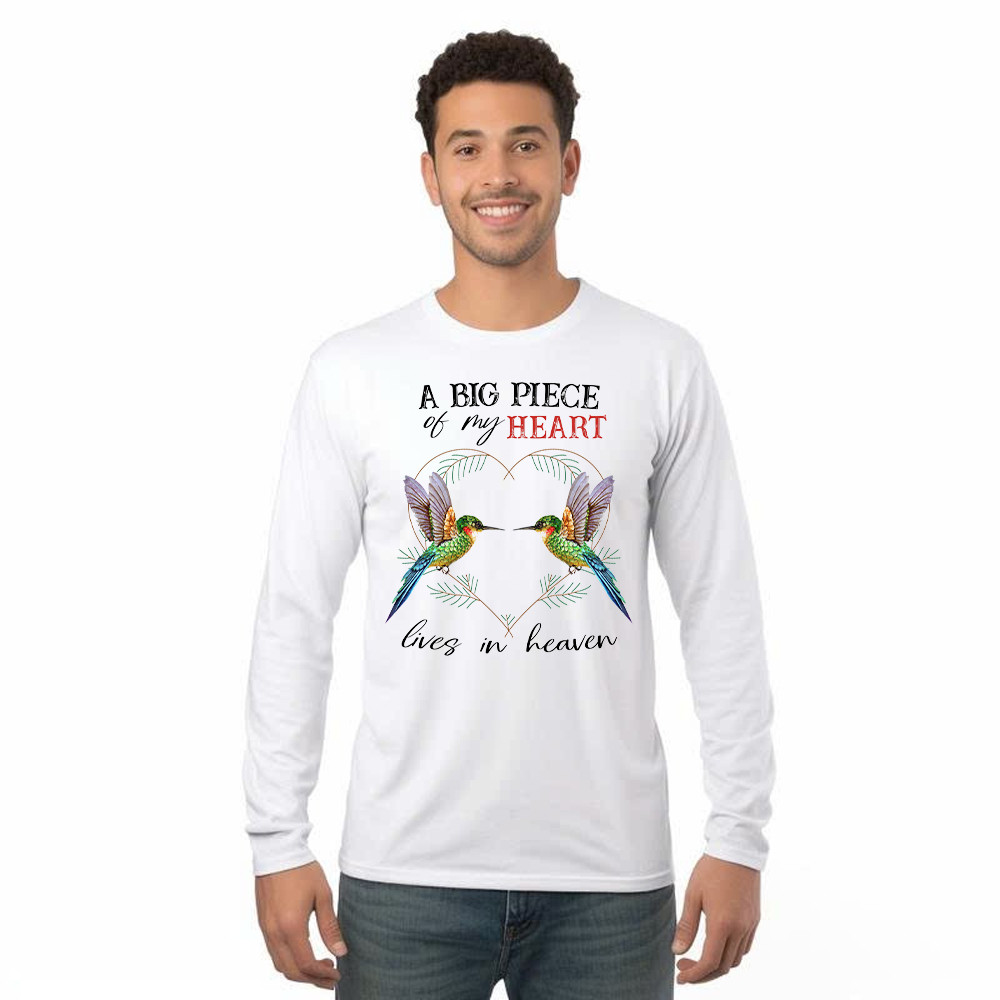 A Big Piece Of My Heart Lives In Heaven Shirt Bird Couple Memorial Day Long Sleeve Shirt Gift Rivonaprint