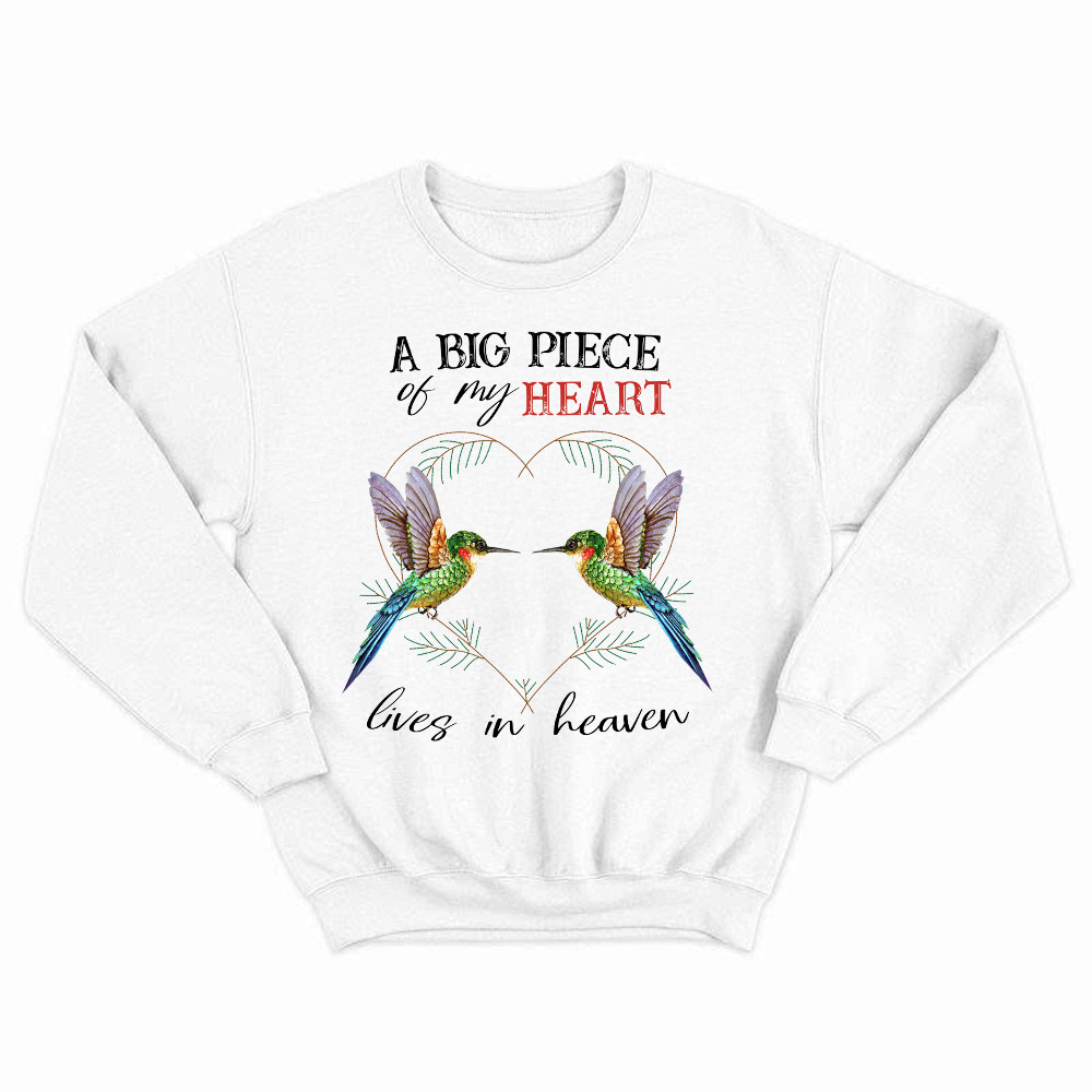 A Big Piece Of My Heart Lives In Heaven Shirt Bird Couple Memorial Day Sweatshirt Gift Rivonaprint