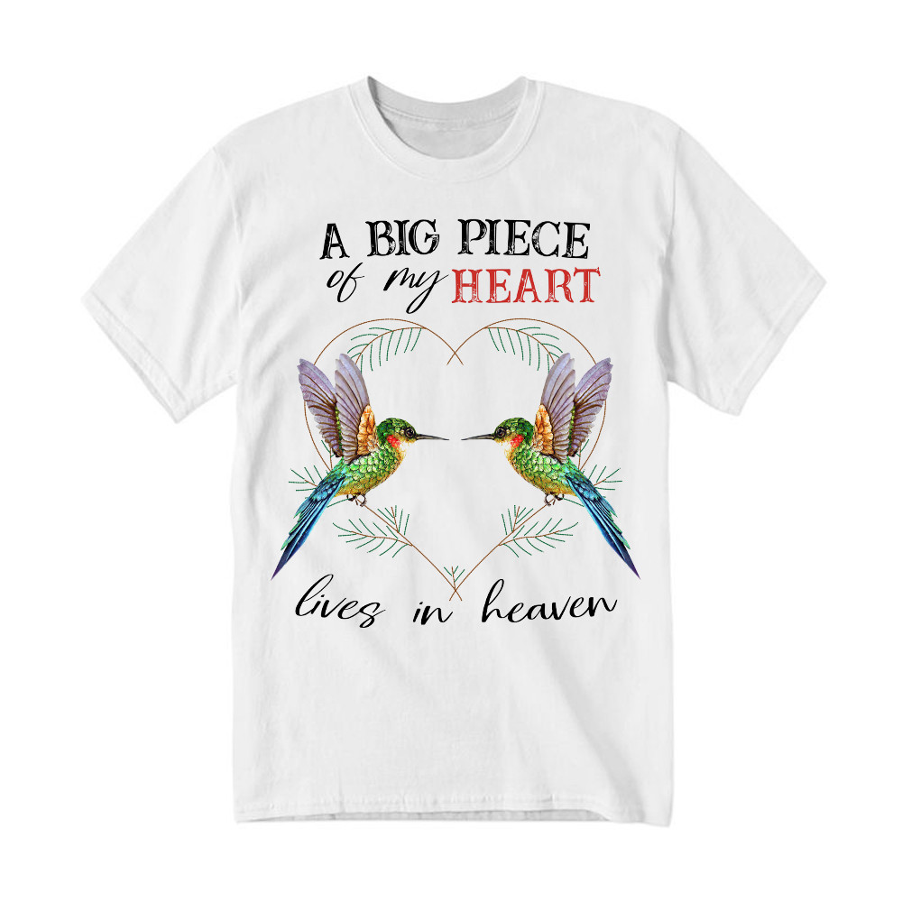 A Big Piece Of My Heart Lives In Heaven Shirt Bird Couple Memorial Day T-Shirt Gift Rivonaprint