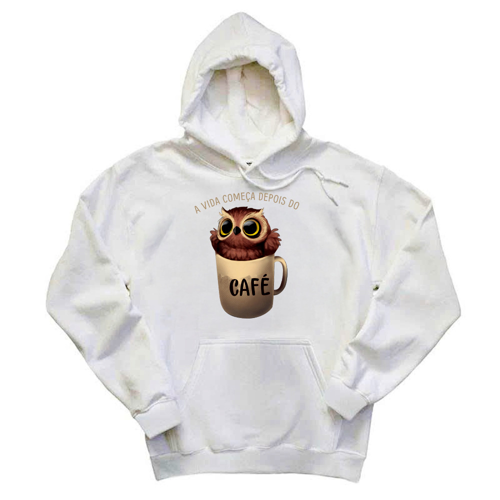 A Vida Comeca Depois Do Shirt Cute Owl With Coffee Cup Hoodie Gift For Adult Rivonaprint