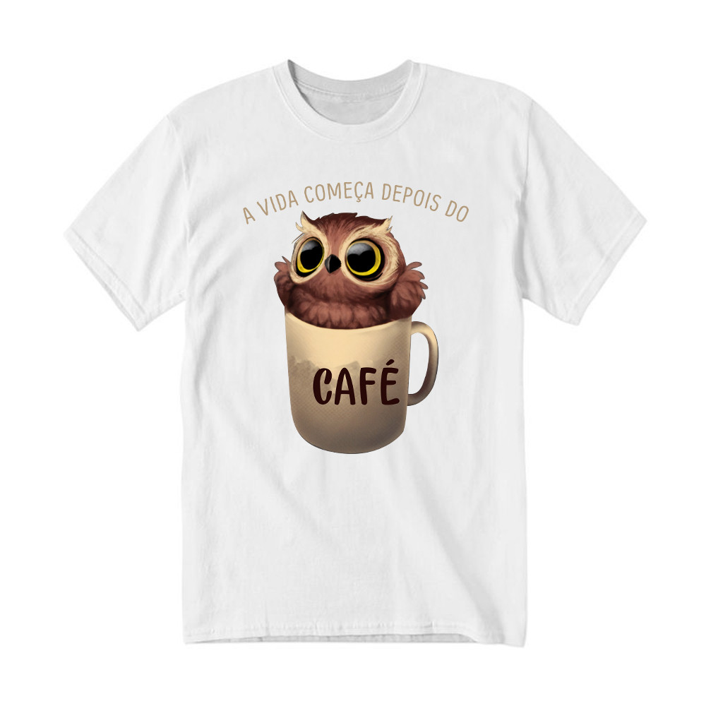 A Vida Comeca Depois Do Shirt Cute Owl With Coffee Cup T-Shirt Gift For Adult Rivonaprint