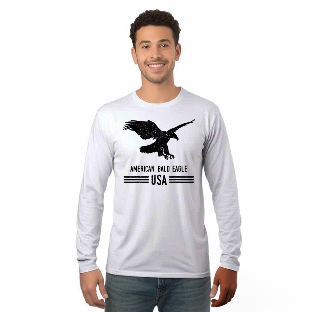 American Bald Eagle USA Shirt For 4th Of July Vintage Long Sleeve Shirt Women Men Rivonaprint