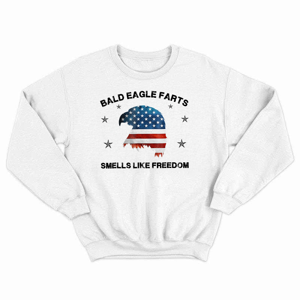 Bald Eagle Farts Smells Like Freedom Sweatshirt Patriotic Themed Clothing Mens Rivonaprint