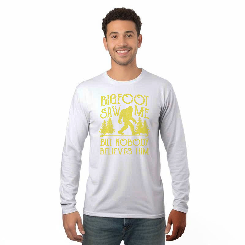 Bigfoot Saw Me But Nobody Believes Him Shirt Humor Sayings Retro Long Sleeve Shirt Gift For Friend Rivonaprint