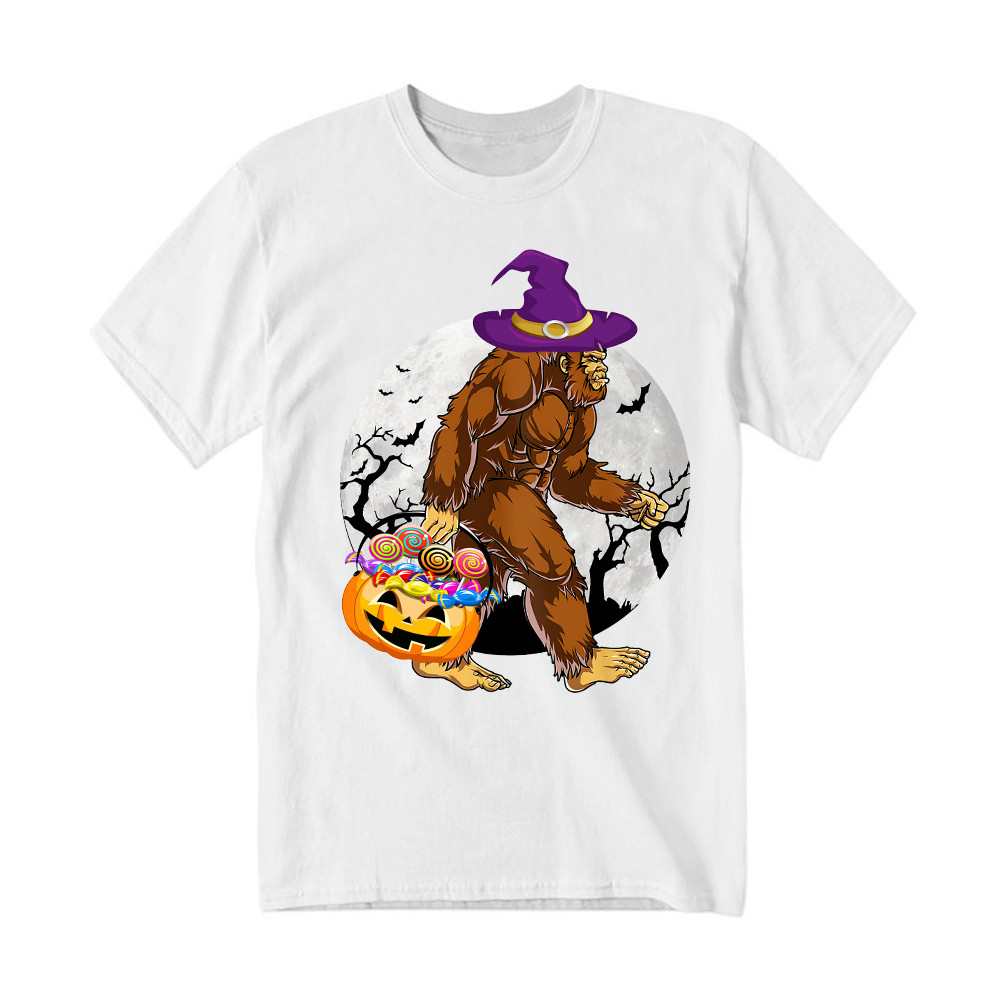 Bigfoot With Moon Halloween Shirt Funny Animal Holiday T-Shirt Halloween Gift Rivonaprint