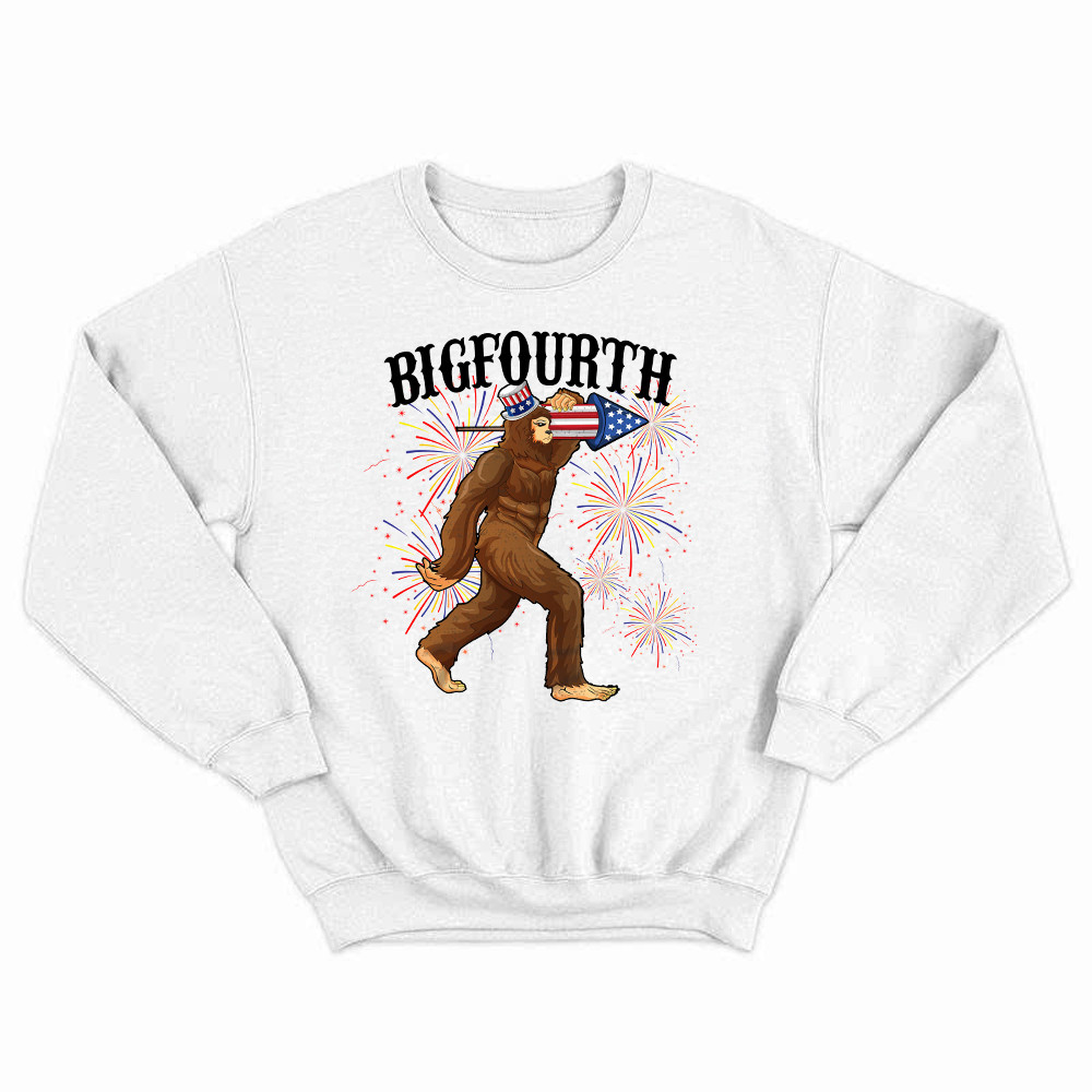 Bigfourth Shirt Bigfoot Lovers Fourth Of July Sweatshirt Patriotic Gift For Him Rivonaprint