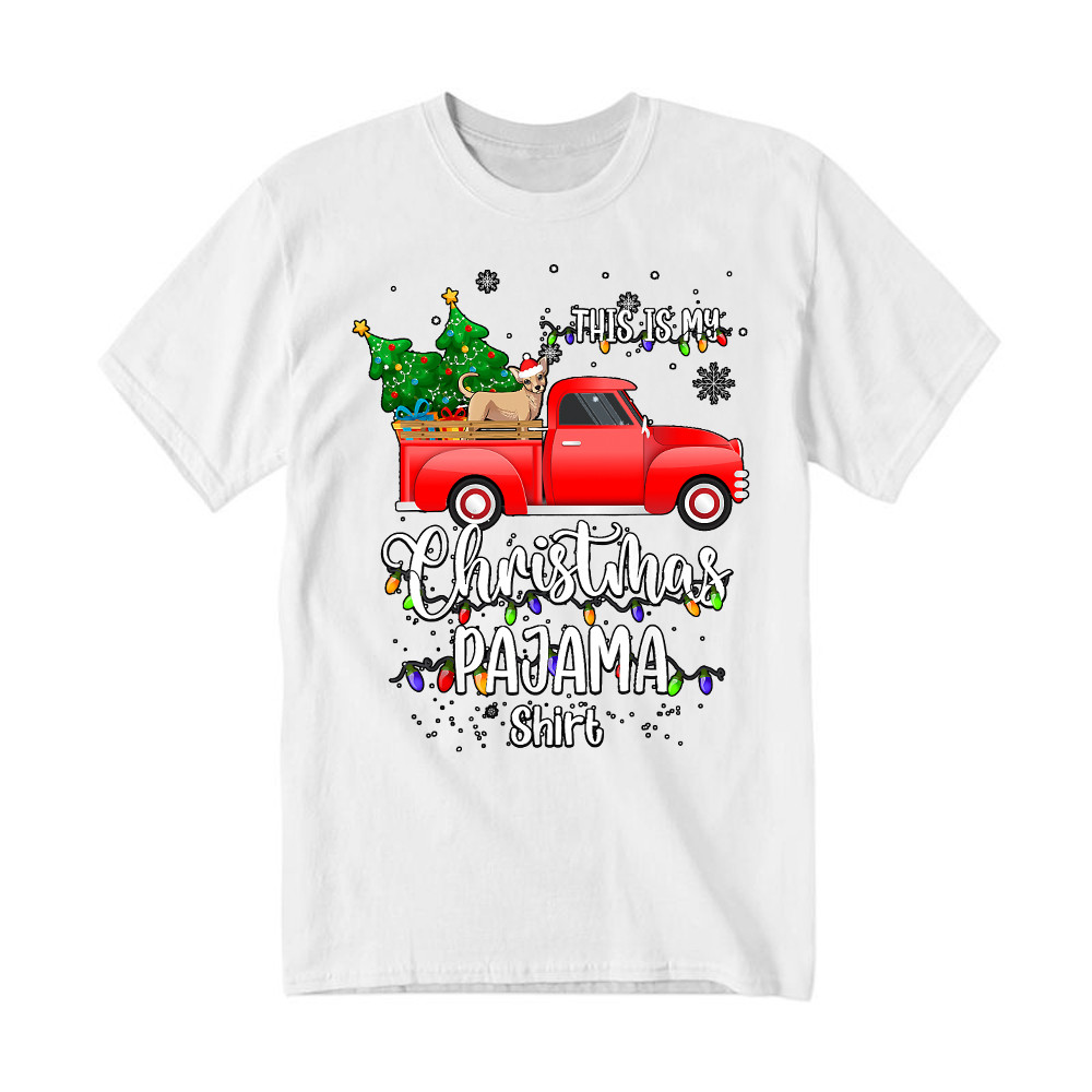 Chihuahua On Truck This Is My Christmas Pajama Shirt Cute Christmas T-Shirt Dog Themed Gifts Rivonaprint