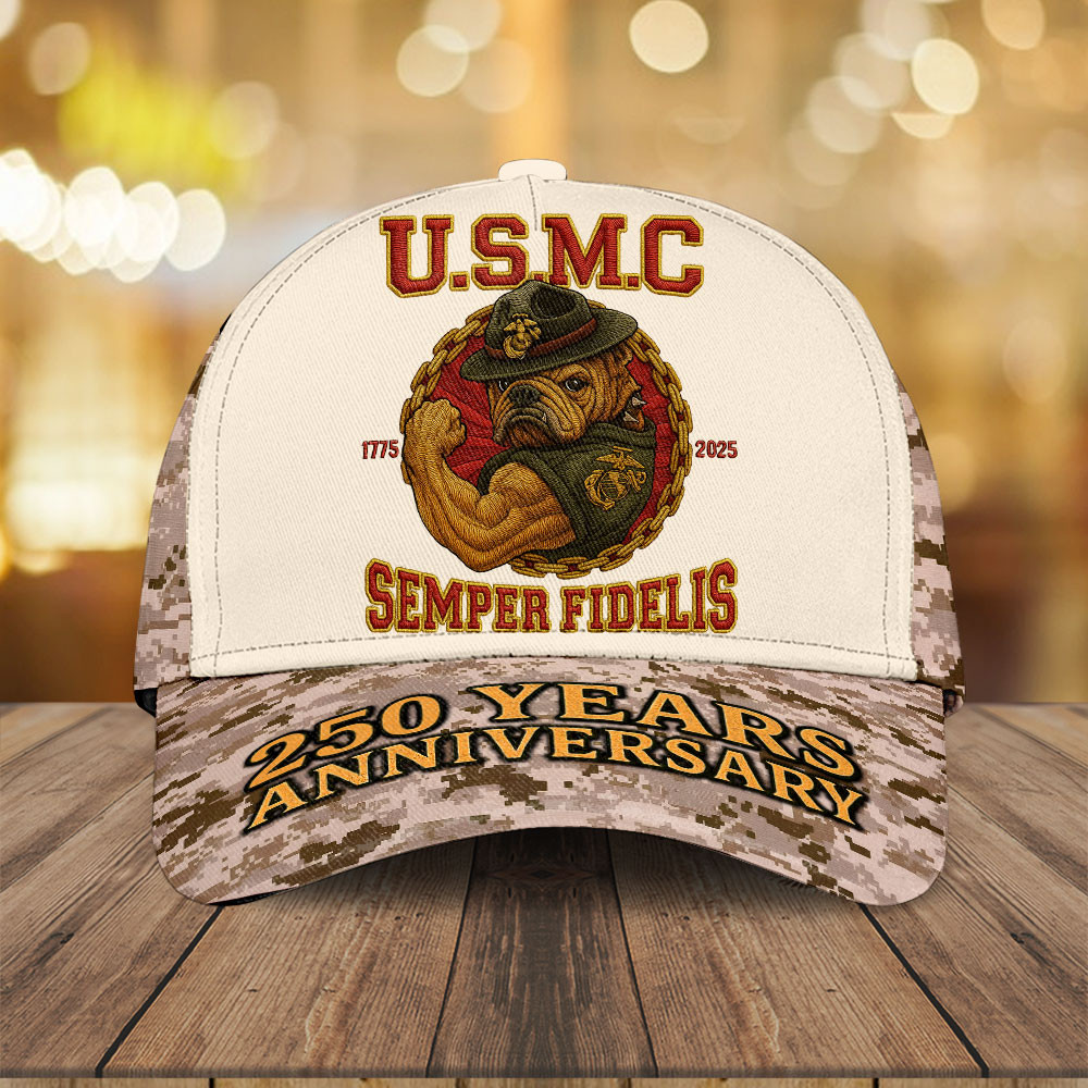 Devil Dog USMC 250 Years Anniversary Hat Semper Fidelis Ball Cap Good Gifts For Veterans Rivonaprint