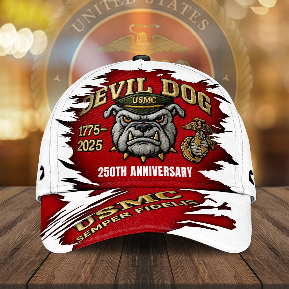 Devil Dog USMC 250th Anniversary Hat Semper Fidelis Marine Corps Merch Gifts For Veterans Rivonaprint
