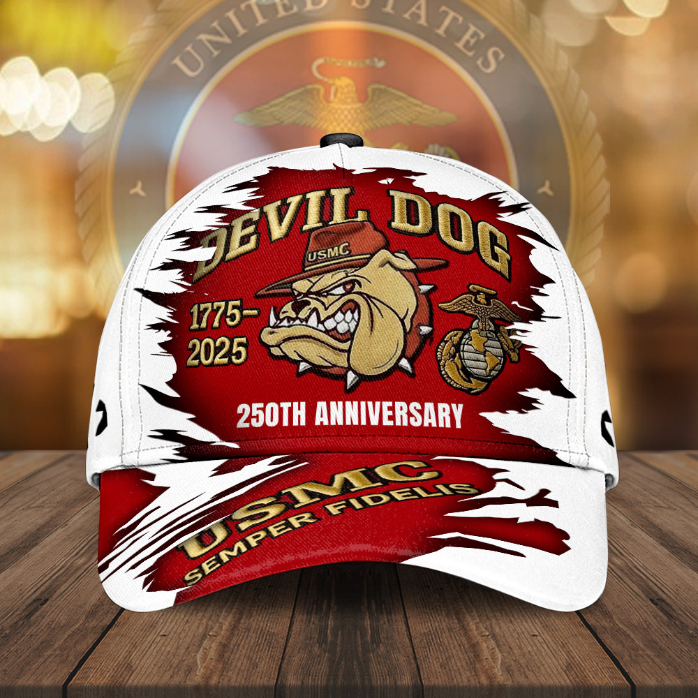 Devil Dog USMC 250th Anniversary Hat Semper Fidelis Merch Best Gift For A Marine Veteran Rivonaprint
