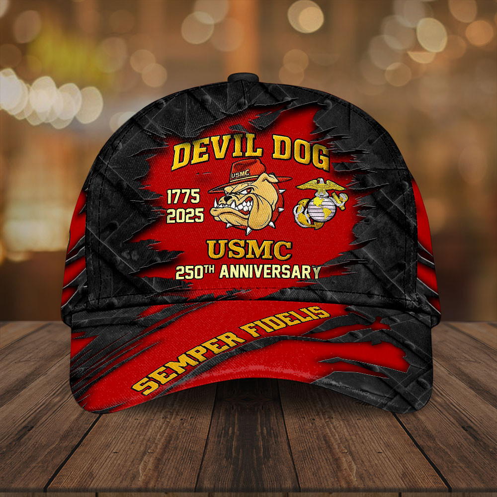 Devil Dog USMC 250th Anniversary Hat Semper Fidelis Military Honor Merch Gifts For Veterans Rivonaprint