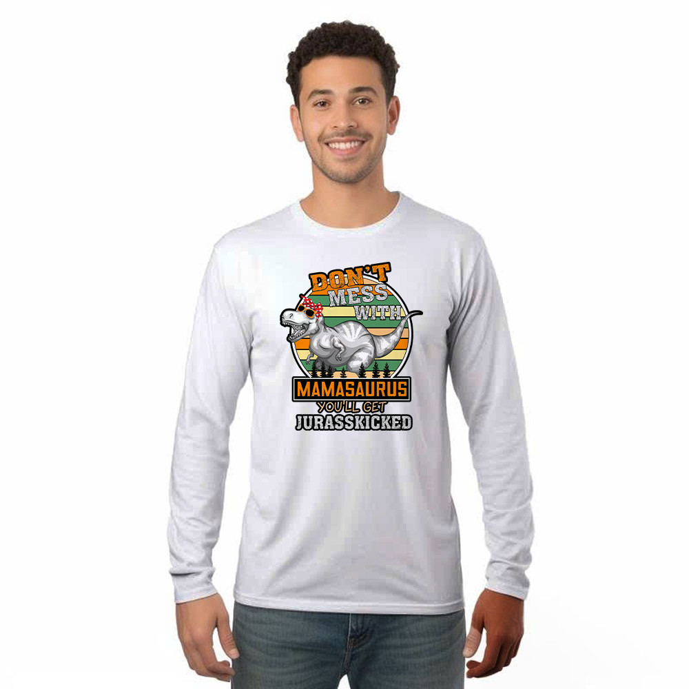 Don't Mess With Grandmasaurus Long Sleeve Shirt Funny Dinosaur Shirts Gift For Grandma Rivonaprint