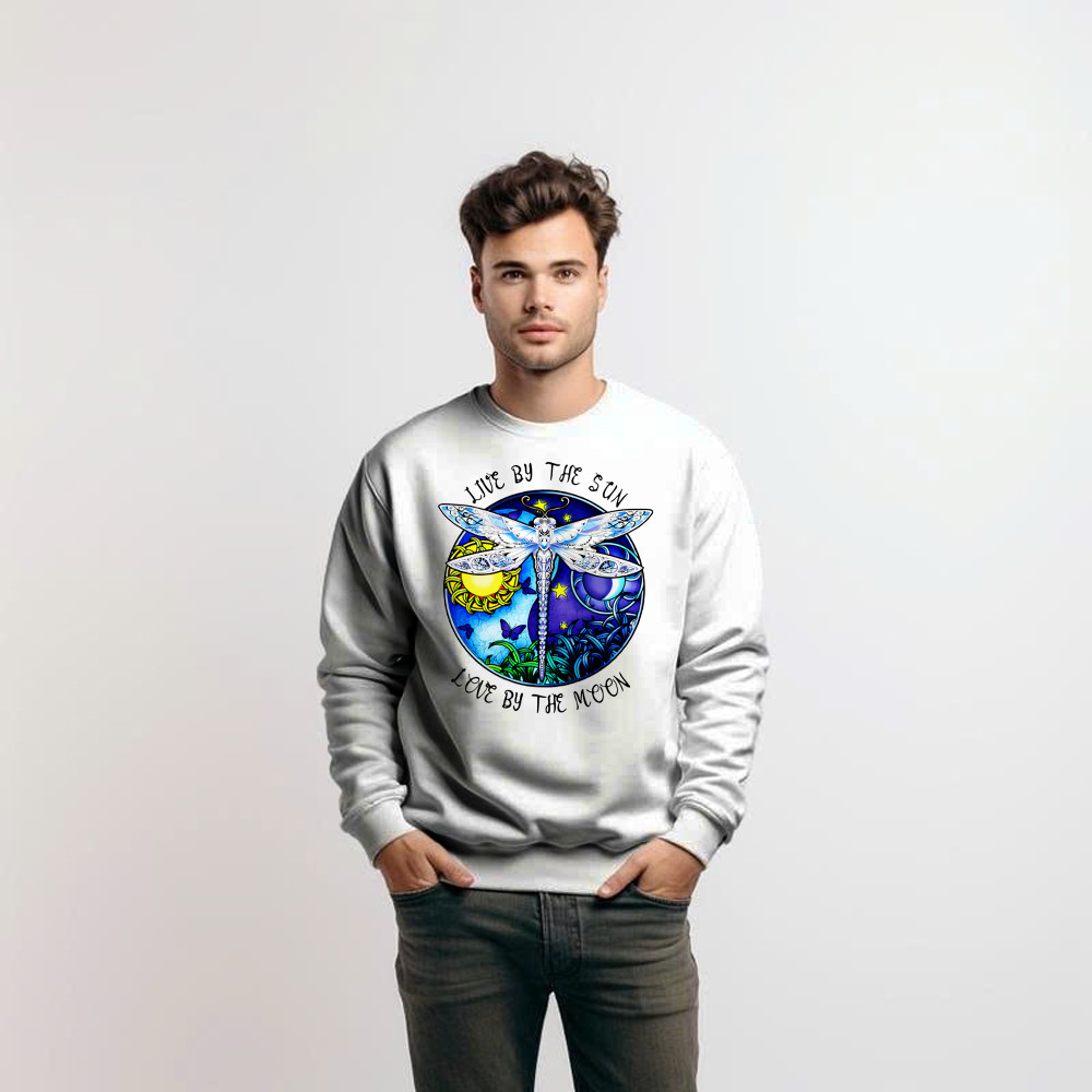 Dragonfly Live By The Sun Love By The Moon Shirt With Sayings Dragonfly Sweatshirt Women Rivonaprint