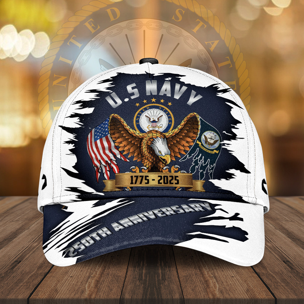 Eagle US Navy 250th Anniversary Hat USN Merch Patriotic Gifts For Veterans Rivonaprint