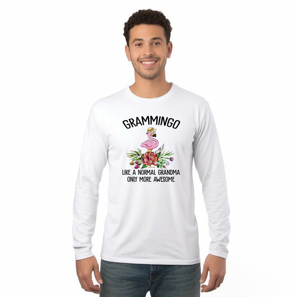 Gramming Like A Normal Grandma Only More Awesome Long Sleeve Shirt Funny Flamingo Shirts Grandma Gift Rivonaprint
