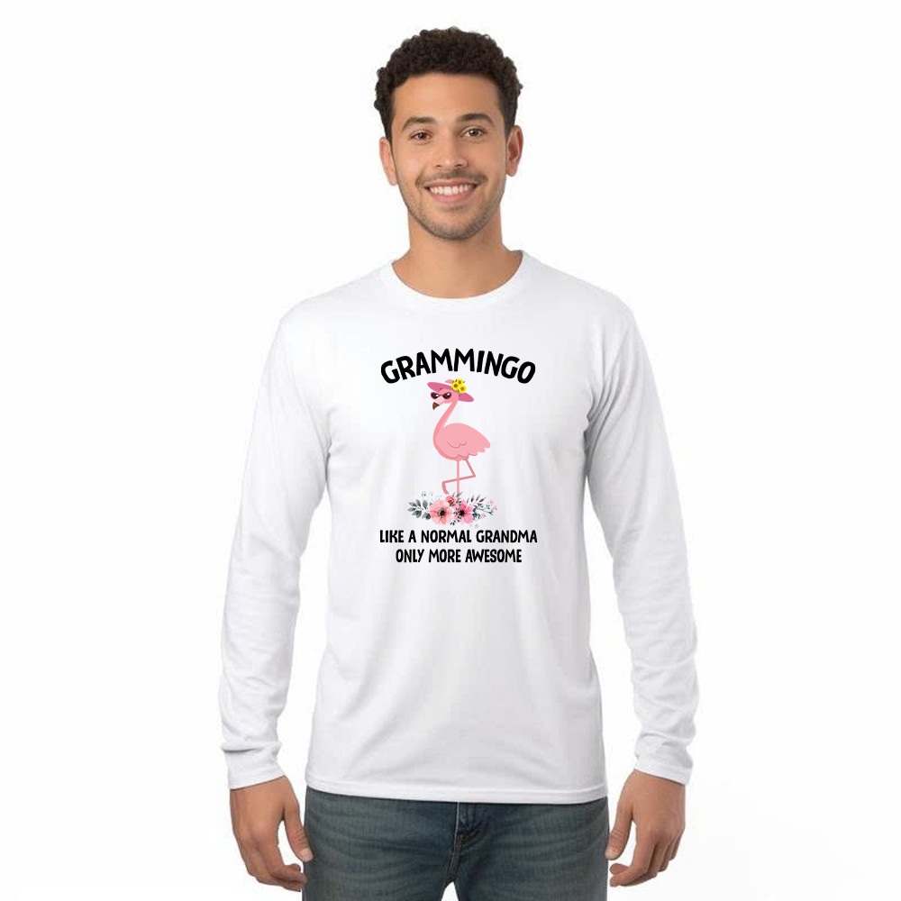 Grammingo Like Normal Grandma Only More Awesome Long Sleeve Shirt Flamingo Woman Fun Tees Gifts For Grandma Rivonaprint