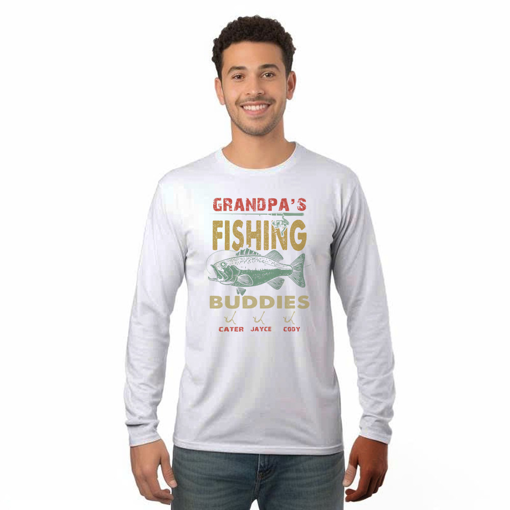 Grandpa's Fishing Buddies Shirt Vintage Retro Fisherman Long Sleeve Shirt Men Women Rivonaprint