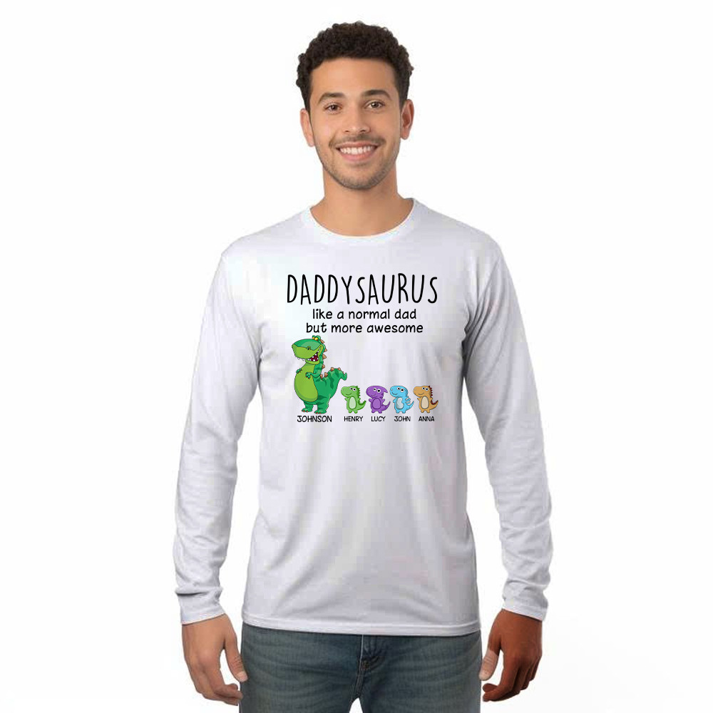 Grandpasaurus Like A Normal Dad But More Awesome Shirt Cute Dinosaurs Graphic Long Sleeve Shirt Daddy Gift Rivonaprint