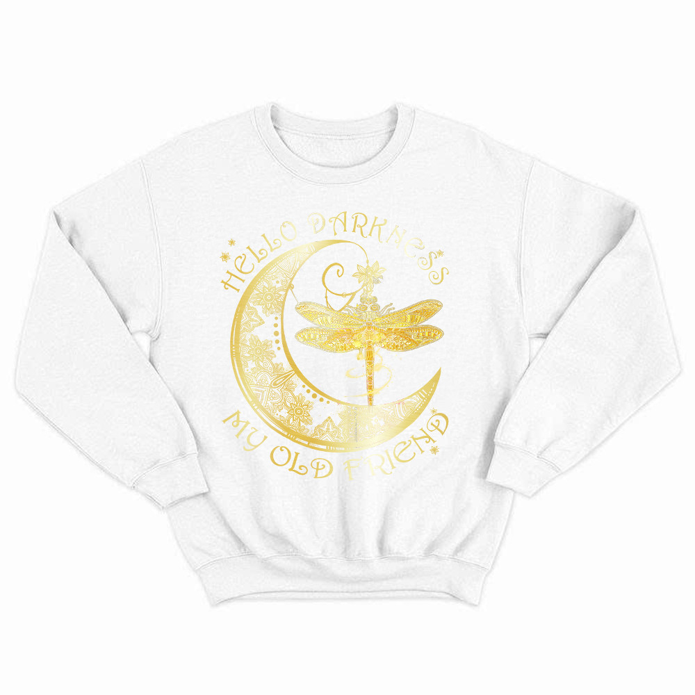 Hello Darkness My Old Friend Shirt Dragonfly Moon Graphic Sweatshirt Gift For Men Rivonaprint